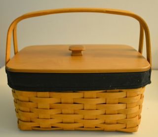 Longaberger,  Lunch Box Basket,  Fabric Liner,  Protective Liner,  Wood Top