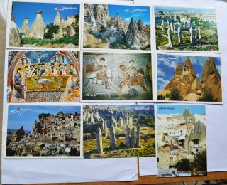 Group Of 9 Different Colour Postcards Of The Cappadocia Region,  Turkey