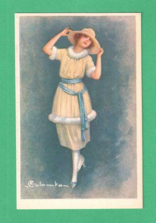 Vintage Colombo Art Postcard Fashionable Lady