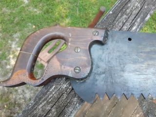 Vintage One Man CROSS CUT SAW 42 inch.  Warranted Superior.  With helpers handle. 3