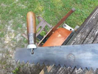 Vintage One Man CROSS CUT SAW 42 inch.  Warranted Superior.  With helpers handle. 7