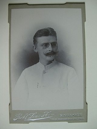 Cabinet Photo Porträt German Gentleman Officer Clerk Robert Lenz Singapore 1900