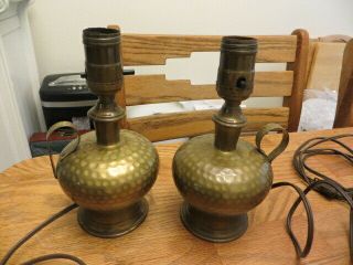 Pair Paulding Colonial Brass Craftsman Vintage Hammered Copper/brass Table Lamps