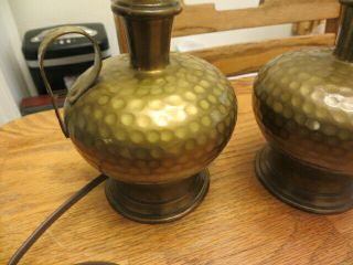 Pair Paulding Colonial Brass Craftsman Vintage Hammered Copper/Brass Table Lamps 3