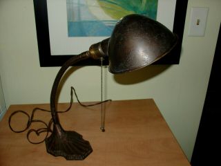 Antique Vintage Trebor Mfg C40 Cast Iron Base Gooseneck Desk Lamp