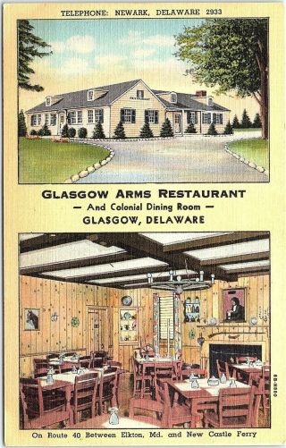 Postcard De Glasgow Arms Restaurant Colonial Dining Room Split View Ab9