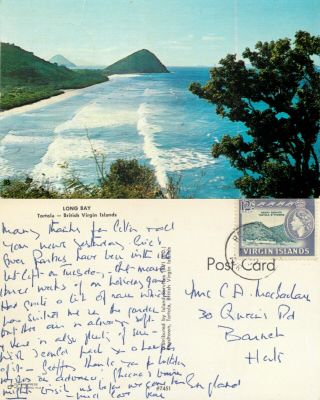 S11791 Long Bay,  Tortola,  British Virgin Islands Postcard 1962 Stamp