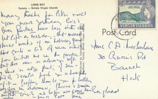 s11791 Long Bay,  Tortola,  British Virgin Islands postcard 1962 stamp 3