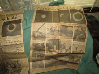 TOTAL SOLAR ECLIPSE Map Maine Postcard 1963 With rare Viewers Paper Articles 3