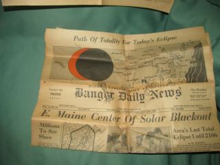 TOTAL SOLAR ECLIPSE Map Maine Postcard 1963 With rare Viewers Paper Articles 5