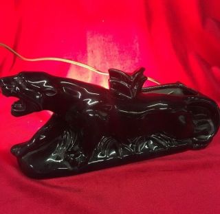 Vintage Ceramic Black Panther Jaguar Tv Lamp Porcelain Light