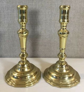 Pair Virginia Metalcrafters Colonial Williamsburg Brass 8.  5 " Candlesticks