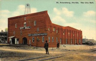 Fl - 1910’s Rare Florida Early City Hall In St Petersburg Fla - Pinellas County