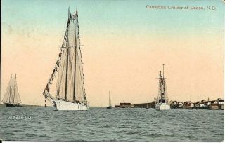 Canadian Cruiser At Canso,  Nova Scotia,  Posted 1909,  Vintage Postcard
