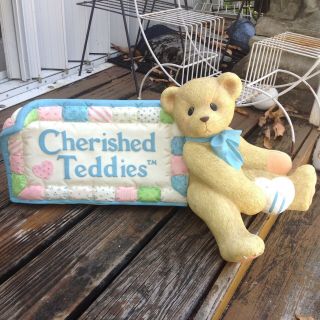 Vintage Cherished Teddies Enesco Retailer Store Signage Display Sign Teddy Bear