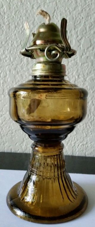 Small Antique Glass Oil Kerosene Lamp Marked Sovdfish Or Govdfish
