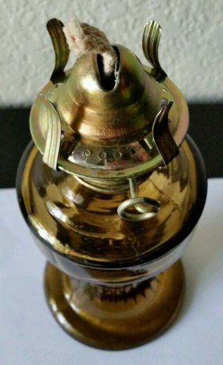 SMALL ANTIQUE GLASS OIL KEROSENE LAMP MARKED SOVDFISH OR GOVDFISH 3