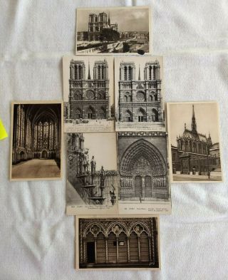 8 Vintage Postcards 1900s Notre Dame Cathedral Paris France - Several Views - Rppcs