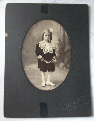 Cabinet Card Photo 6 Year Old Girl With Down 