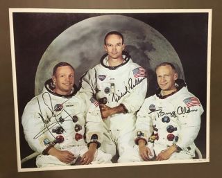 Vintage Apollo 11 Crew Poster 21x17 " Armstrong,  Aldrin,  And Collins Autographs