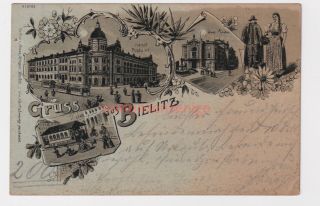 Poland Bielitz Gruss Aus Franz Krieger Chromo - Litho Postcard 1899 - 58