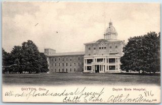 Dayton,  Ohio Postcard Dayton State Hospital Insane Asylum Pck W/ 1906 Cancel
