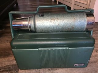 Stanley Aladdin Vtg Green Metal Thermos Personal Lunch Box Combo Heavy Duty