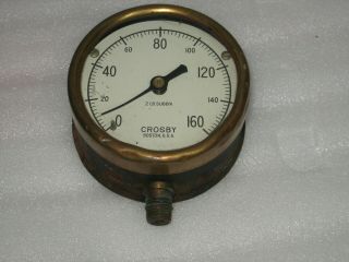 Steampunk Antique 3 3/4 " Crosby Pressure Gauge 0 - 160 Lb