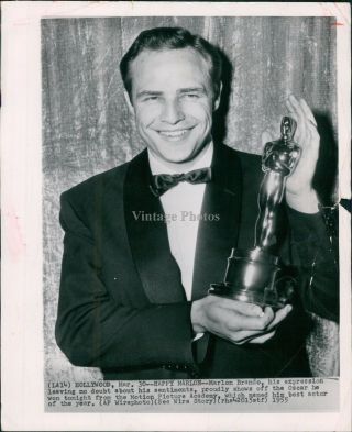 1955 Wire Photo Actor Marlon Brando Hollywood Ca Oscar Winner Celebrity 8x10