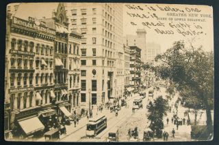 Antique Photo Postcard - Lower Broadway Nyc - A G Spalding Building - 1907