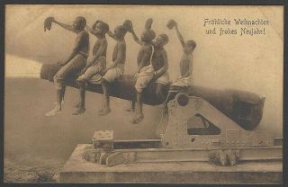 German East Africa Vintage Postcard Year Frolics – Kids On A Cannon