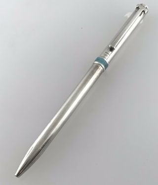 Tiffany & Co.  Sterling Silver Enamel Retractable T - Clip Ballpoint Pen