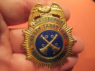 Vintage North Tarrytown Ny Fire Dept Badge 2nd Ass 