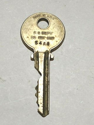 Vintage Independent Lock Co.  Key,  Fitchburg Mass.  " P.  O.  Dept Do Not Duplicate "