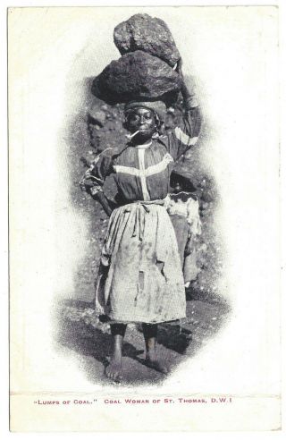 African Black Women Holding Coal Head St.  Thomas Danish West Indies Dwi Postcard