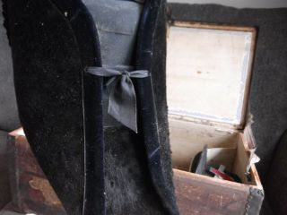 Antique Civil War 2 Hats Masonic Knights Templar Chapeau & cap gloves,  wood box 4