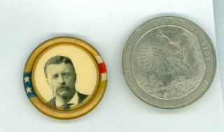 1904 Vintage President Theodore Roosevelt Political Campaign Pinback Button Gold