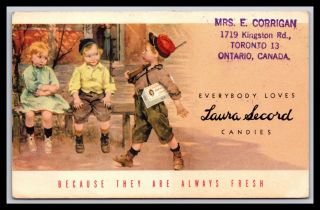 Scarce Ontario Canada Laura Secord Candies Advertising Child Soldier Postcard