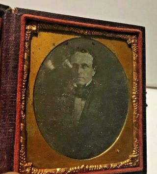 Antique Daguerreotype Tintype Photograph Middle Aged Man With Case