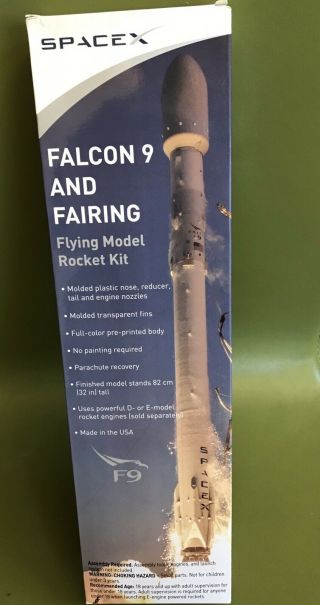 Spacex Falcon 9 And Fairing Flying Model Rocket Kit.
