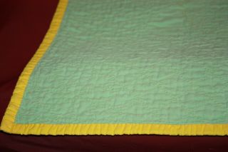 Vintage Bright Yellow Green Hand Stitched Baby Crib Lap Quilt Reversible