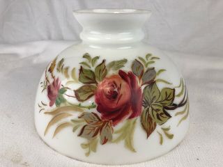 Vintage 10” Gwtw Hurricane Lamp Shade Hand Painted Roses