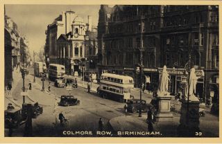 Birmingham - Colmore Row With Buses & Cars,  Ww2 P.  M.  Quote