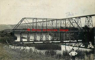 Nd,  Valley City,  North Dakota,  Rppc,  Sheyenne River,  Steel Bridge & Viaduct,  Photo
