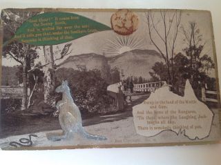 Vintage Appliqué Australian Postcard - Kangaroo