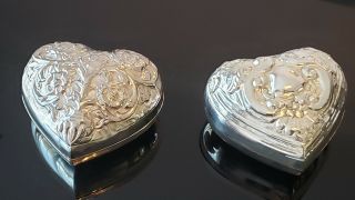 International Silver And Co. ,  Heart Shaped Silver Plated Jewelry Boxes