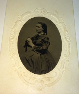 Antique Victorian American Civil War Fashion Woman Tintype Photo US 3