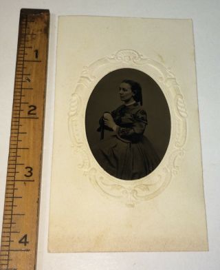 Antique Victorian American Civil War Fashion Woman Tintype Photo US 4