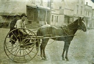 Early Uber? Street Scene With Horse And Buildings Occupational