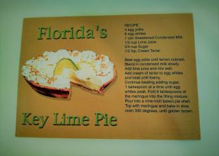Post Card From Florida,  Key Lime Pie Recipe